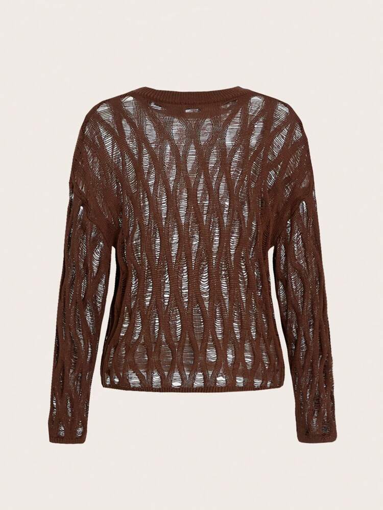 Holey Round Neck Sweater