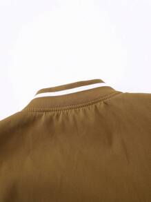 Manfinity Campus Court Chaqueta De Béisbol Para Hombre Con Bloques De Color Con Letras Impresas - Camel - Ver 6