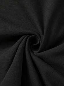 SHEIN ICON Solid Color Cropped Hollow Out T-Shirt - Black - View 13