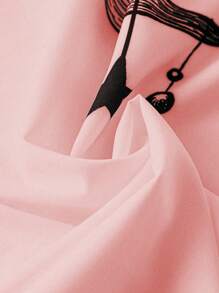 EMERY ROSE Plus Size Feather Printed Long Sleeve Dress - Coral Pink - View 5