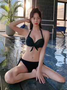 DAZY Twist Halter Neck Bikini Set Summer,Beach Women Outfits,Tankini Bathing Suit