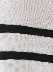 SHEIN LUNE Suéter de punto de cuello redondo a rayas, parte superior de manga larga para otoño e invierno - Blanco y Negro - Ver 7