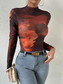 Chiquease Ladies' Stand Collar Tie Dye Top