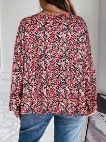 EMERY ROSE Plus Size Women'S Full Floral Printed Long Sleeve T-Shirt - Multicolor - View 2
