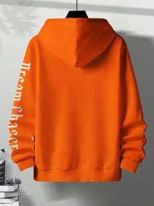 Manfinity Homme Men's Hooded Sweatshirt With Letter Print - Orange - View 2