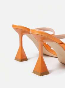 Của phụ nữ trái cam Sáng bóng chất liệu da PU Con la Giày cao gót Dép xăng đan , Đúng mốt Và Thoải mái - trái cam - Xem 3