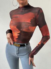 Chiquease Ladies' Stand Collar Tie Dye Top