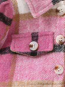 SHEIN 3入組嬰兒女童休閒校園風優雅格子外套裙套裝,附髮飾,適用於戶外活動 - 彩色 - 查看 5