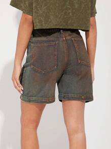 Hauture Quần Jeans Denim Ống Thẳng Có Thể Tháo Rời Tiện Dụng Vintage Washed - Rửa trung bình - Xem 7