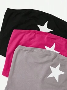 SHEIN EZwear 3入組星星印花抹胸上衣 - 彩色 - 查看 6