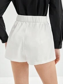 BizChic Elastic Waist Wrap Skort - White - View 4