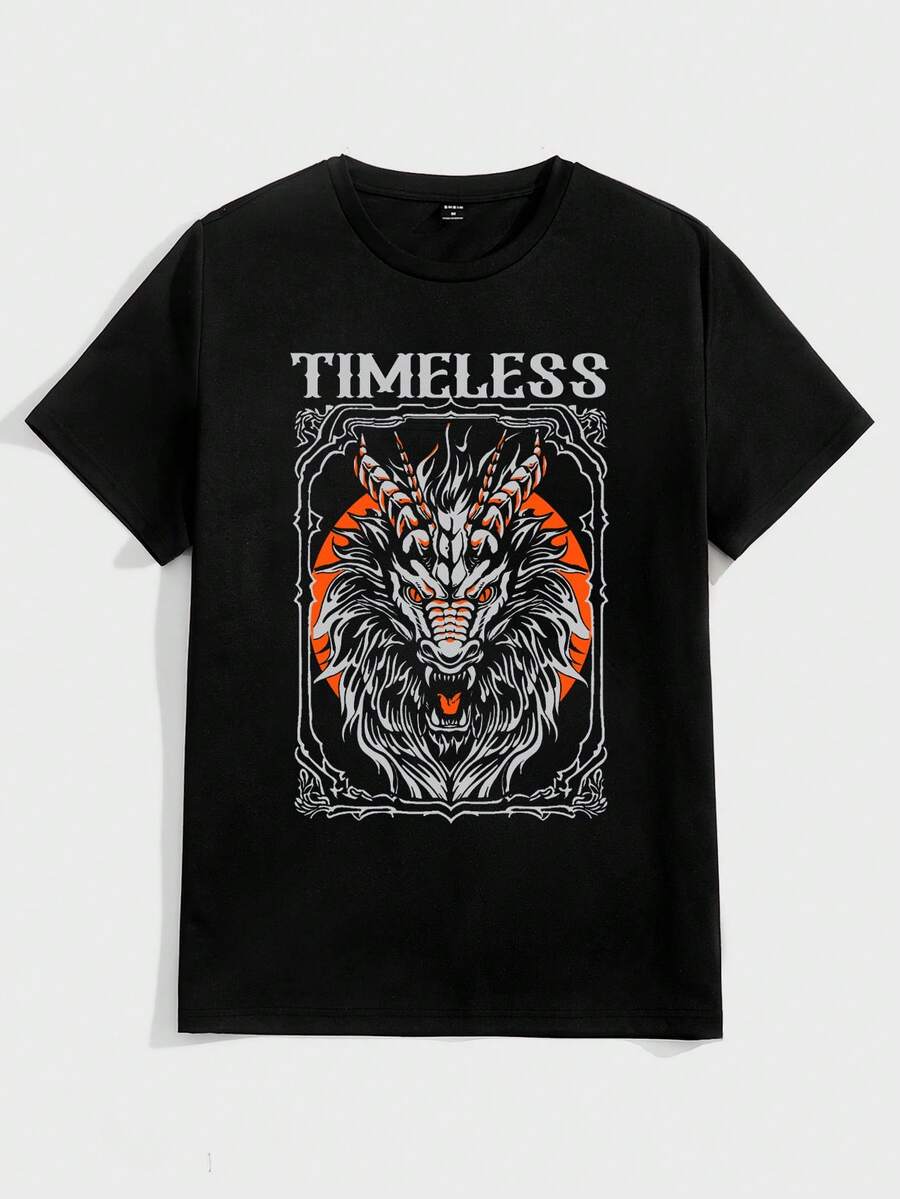 Manfinity LEGND 男士龍頭和字母印花t恤