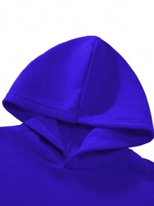 Manfinity Homme 男式加大码宽松卡通印花连帽衫，带保暖内衬 - 灰色 - 查看 5