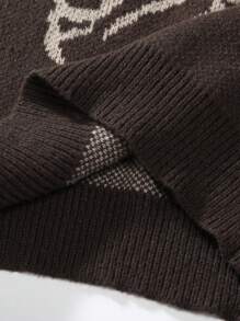 Manfinity EMRG 男士落肩骷髏圖案毛衣 - 巧克力棕 - 查看 4