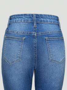 Teen Girl Medium Wash Blue Stretch Flared Jeans - Medium Wash - View 5