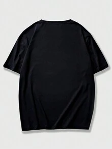 Fakhri Hilmi Men Skull Letter Print Drop Shoulder T-Shirt - Black - View 4