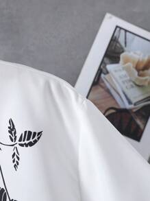 青少年男生的玫瑰花和口號印花短袖襯衫 - 彩色 - 查看 6