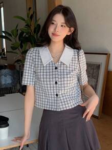 DAZY 格子圖案短袖襯衫