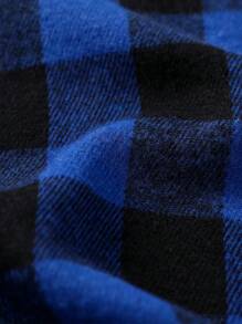 Baby Boy Cute Plaid Printed Shirt With Pocket Patch, Soft And Comfortable Gentleman Style, For Christmas - Blue - View 7