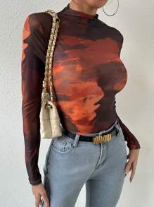 Chiquease Ladies' Stand Collar Tie Dye Top
