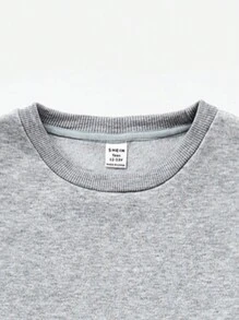 Cô gái Giải trí Vòng cổ Tay áo dài Áo nỉ Thích hợp Đối với Mùa thu Và Mùa Đông - Xám - Xem 4