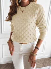 SHEIN Essnce Solid Drop Shoulder Sweater - Apricot - View 3