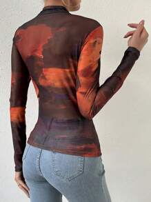 Chiquease Ladies' Stand Collar Tie Dye Top