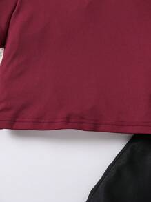 SHEIN 幼兒女孩荷葉邊短袖上衣和束帶褲兩件套 - 彩色 - 查看 3