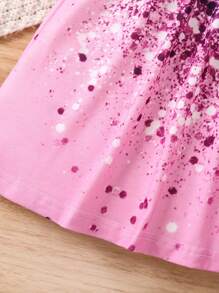 SHEIN Young Girl Glitter Shimmer Print Strap Dress - Multicolor - View 5