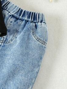 嬰幼兒男童印花t恤洗舊牛仔褲套裝