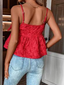 SHEIN Frenchy Bowknot Decoration Jacquard Camisole Camis Top - Black - View 2