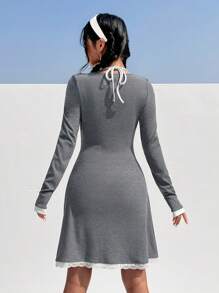SHEIN MOD Women'S Halter Neck Long Sleeve Dress