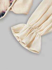 SHEIN MOD 女士角色印花蕾絲拼接襯衫 - 棕色 - 查看 3