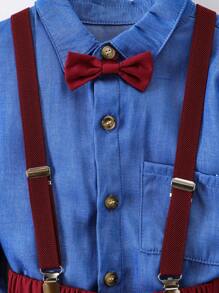 SHEIN Young Boys Fashionable Casual Academy Style Elegant Gentleman Shirt & Suspenders Pants 2pcs/Set - Multicolor - View 3
