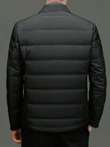 男款立領羽絨保暖外套 - 黑色 - 查看 2