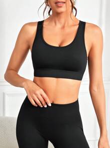 Easithlete 無縫交叉背訓練背心 - 黑色 - 查看 6