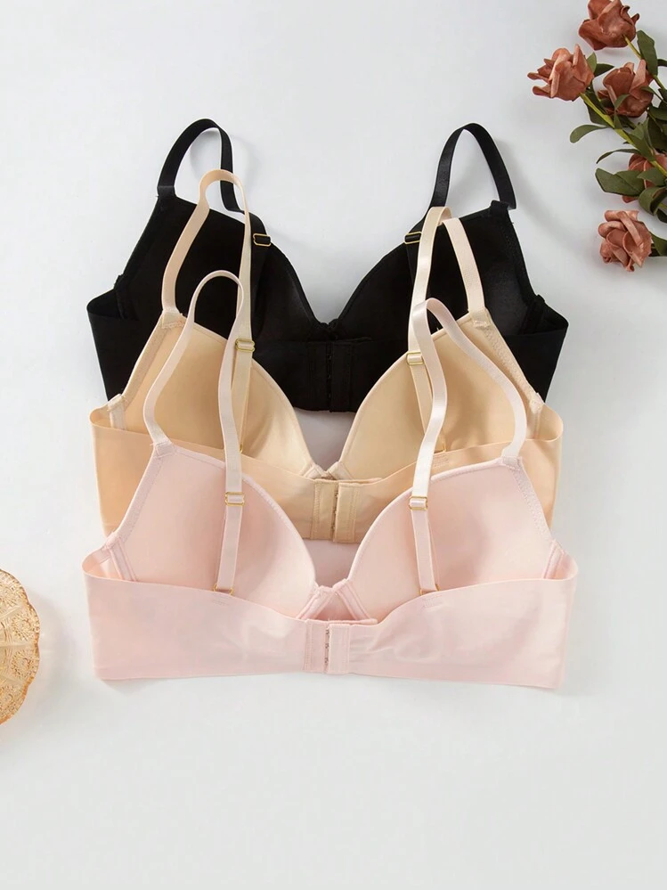 Women'S Underwear Bra (Underwire Padded Bra) 3pcs Seamless Bra Set - Multicolor - View 2