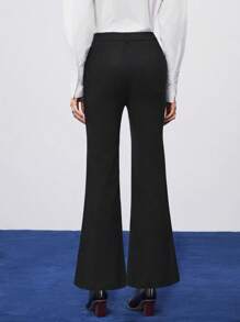 BizChic Pantalones Anchos De Pierna Ancha Con Bolsillo Con Cremallera Y Pliegues Delanteros - Negro - Ver 2