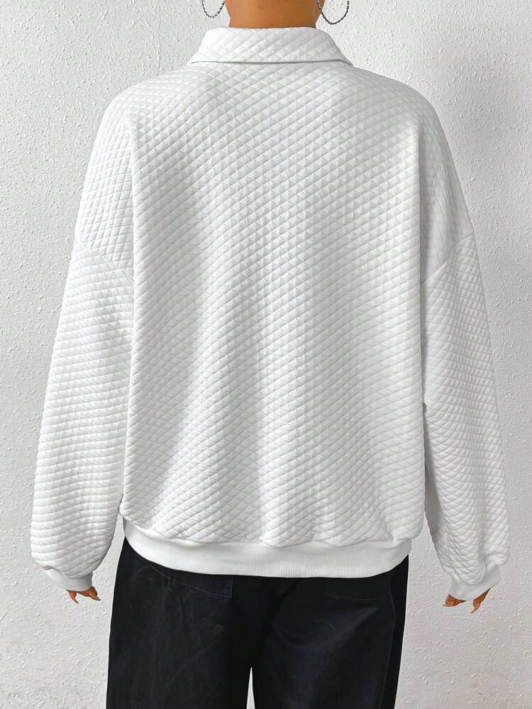 Diamond Check Letter Print Loose Sports Sweatshirt