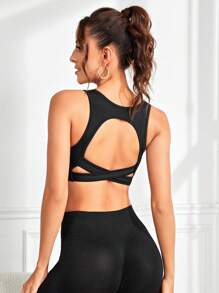 Easithlete 無縫交叉背訓練背心 - 黑色 - 查看 2