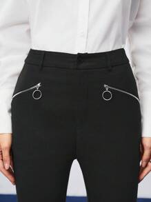BizChic Pantalones Anchos De Pierna Ancha Con Bolsillo Con Cremallera Y Pliegues Delanteros - Negro - Ver 6