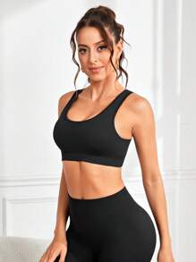 Easithlete 無縫交叉背訓練背心 - 黑色 - 查看 3