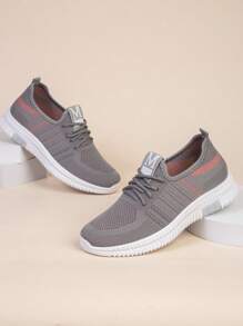 女性休閒運動鞋,舒適、輕便、耐磨、透氣 - 灰色 - 查看 3