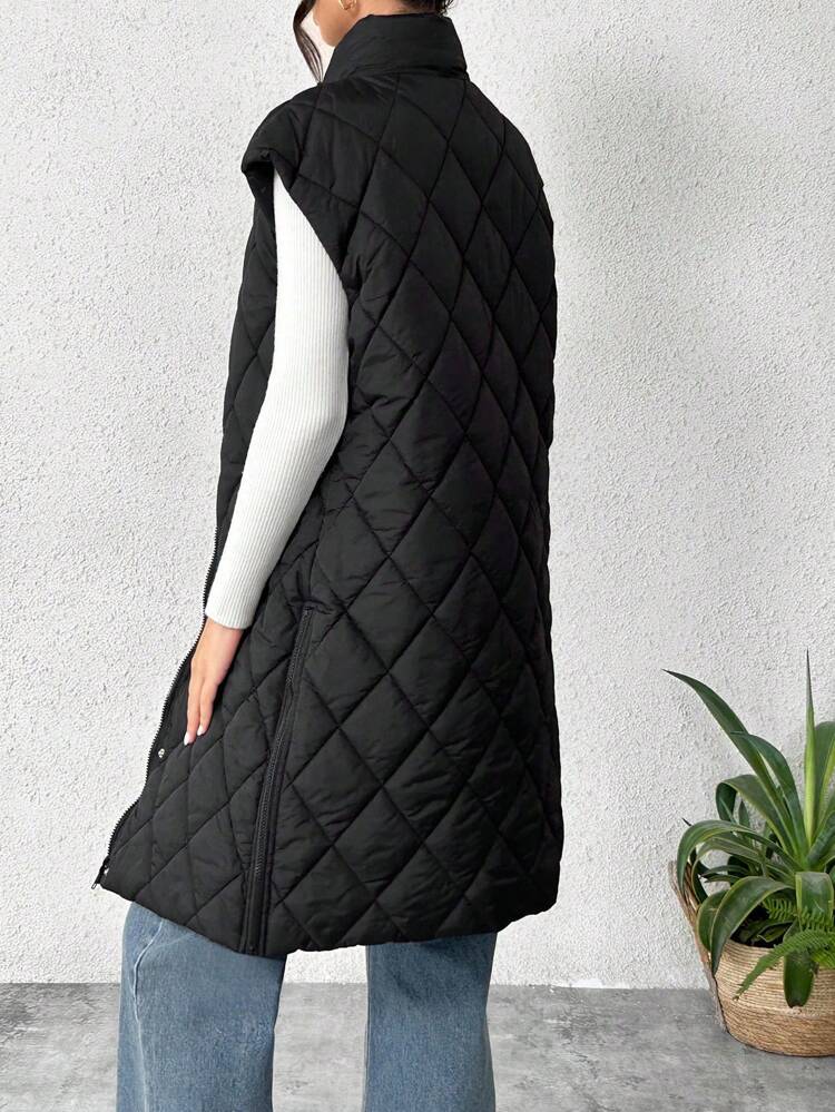 Women's Sleeveless Padded Coat, Black