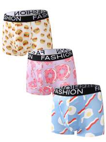 NotGurli Calzoncillos Bóxer De Punto Con Banda Y Estampado De Letras De 3 Piezas Para Hombre