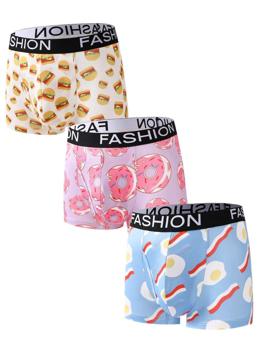 NotGurli Calzoncillos Bóxer De Punto Con Banda Y Estampado De Letras De 3 Piezas Para Hombre