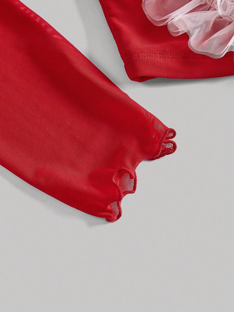 Long Sleeve T-Shirt With Ruffle Hem Decoration