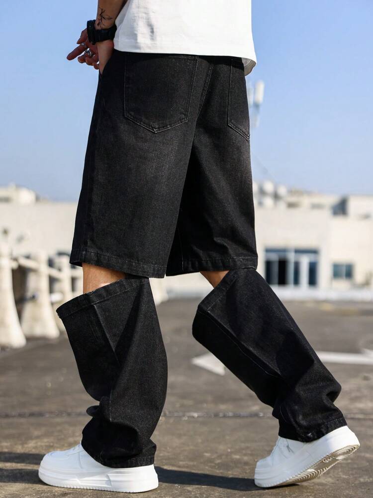 Men's Ripped Casual Jeans With Washed Effect