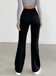 EURMUSE High Waist Straight Leg Pants - Black - View 2