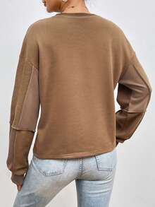 Women's Overstitched T-Shirts - Brown - View 2